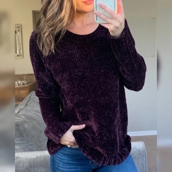 Orvis Women's Velvet Sweater - Rich Purple size L - Picture 1 of 6